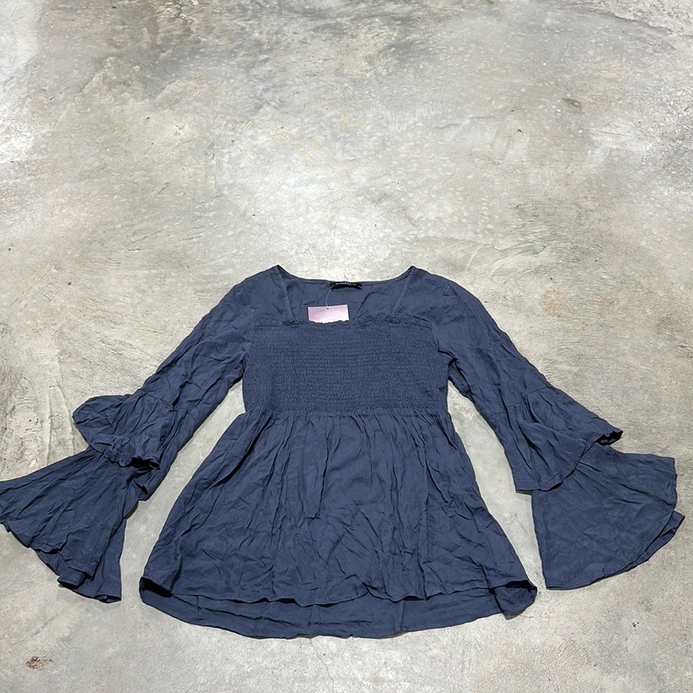 Maverick brand Grey/Blue (country‎ blue) top /Size L / F-2